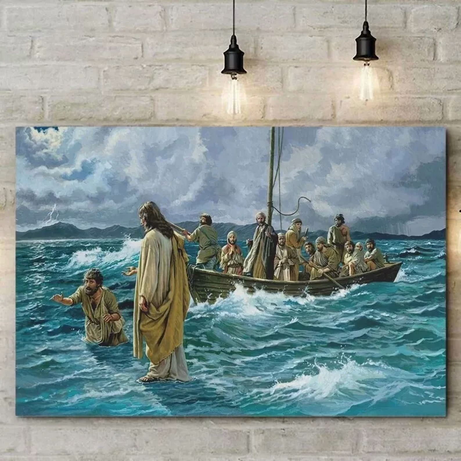 Jesus Christ Walking On Water Christian Wall Art Poster, Poster Home ...