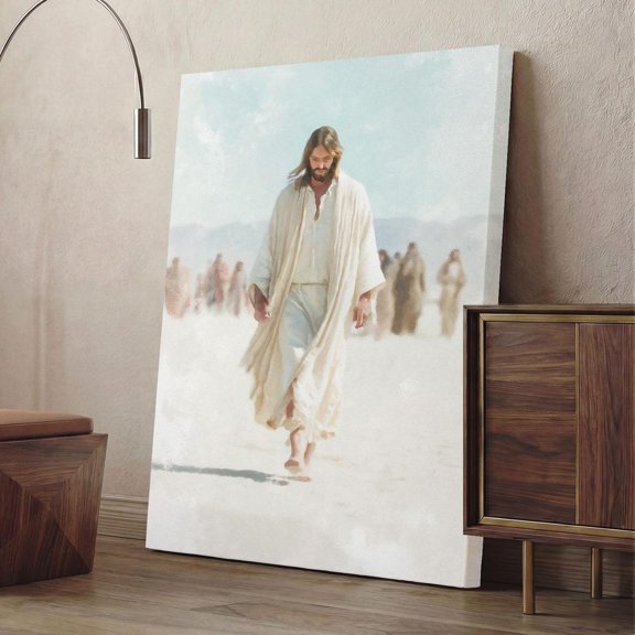 Jesus Christ Walking Print Christian Wall Art Savior Biblical Home Decor Religious Spiritual Faith Artwork, Unframed Canvas 8x10in