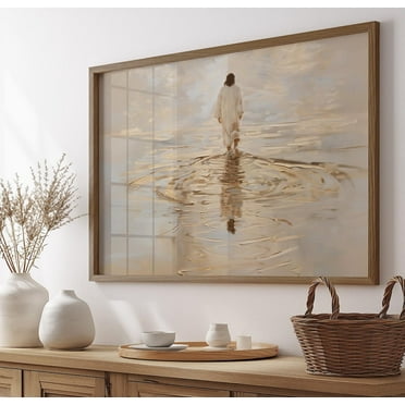 Jesus Christ Walking on Water Canvas Art Scripture Christian Bible Poster Christian Wall Decor Prints Painting Picture Artwork Home Christian Decoration No Frame