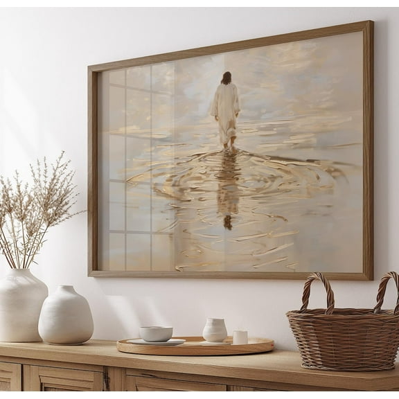 Jesus Christ Walking on Water Canvas Art Scripture Christian Bible Poster Christian Wall Decor Prints Painting Picture Artwork Home Christian Decoration No Frame