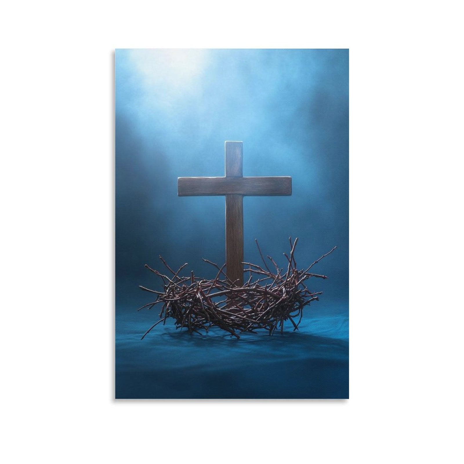 Jesus Christ Wall Art Cross And Crown of Thorns Poster Canvas Print ...