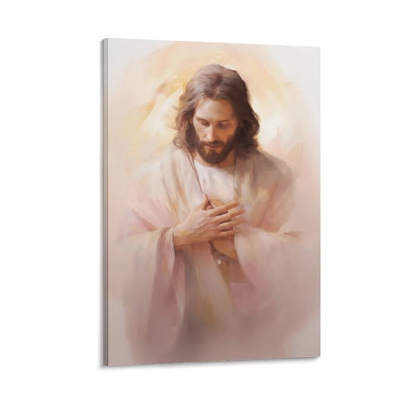 Jesus Christ Wall Art - Jesus Hands on Heart Watercolor Print Poster Home Decor Poster Wall Art Hanging Picture Print Bedroom Decorative Painting Posters Room Aesthetic 16x24inch(40x60cm)