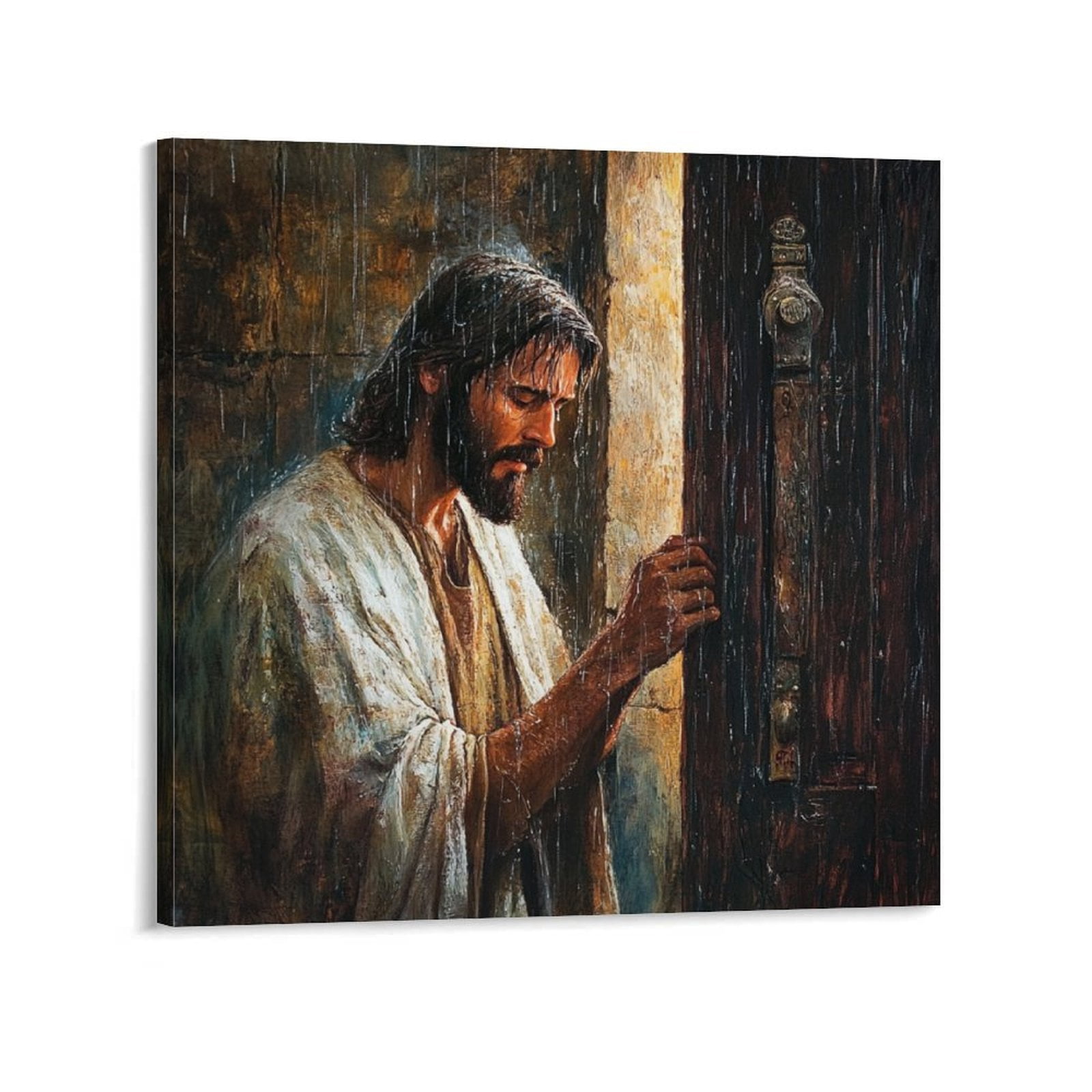 Jesus Christ Wall Art - Jesus Knocking on The Door on A Rainy Night ...