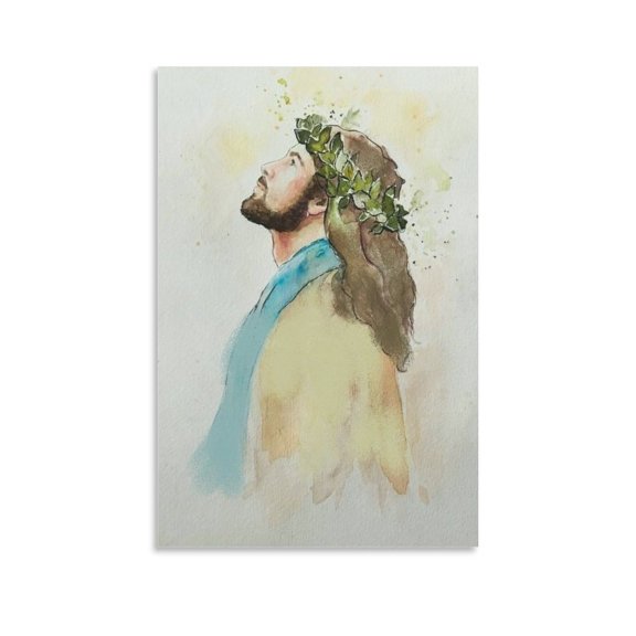 Jesus Christ Wall Art Jesus Portrait Poster Savior Catholic Watercolor Print Gifts Canvas Painting Poster Wall Art Decorative Picture Prints Modern Decor 12x18inch(30x45cm)