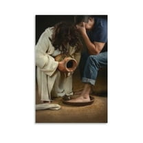 Jesus Christ Wall Art Jesus Washing Disciples Feet Print Poster Bible Art Painting On Canvas Wall Art Poster Scroll Picture Print Living Room Walls Decor Home Posters 16x24inch(40x60cm)
