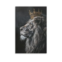 Jesus Christ Wall Art Lion of Judah with Crown Poster Bible Canvas Print Home Decor Poster Wall Art Hanging Picture Print Bedroom Decorative Painting Posters Room Aesthetic 16x24inch(40x60cm)