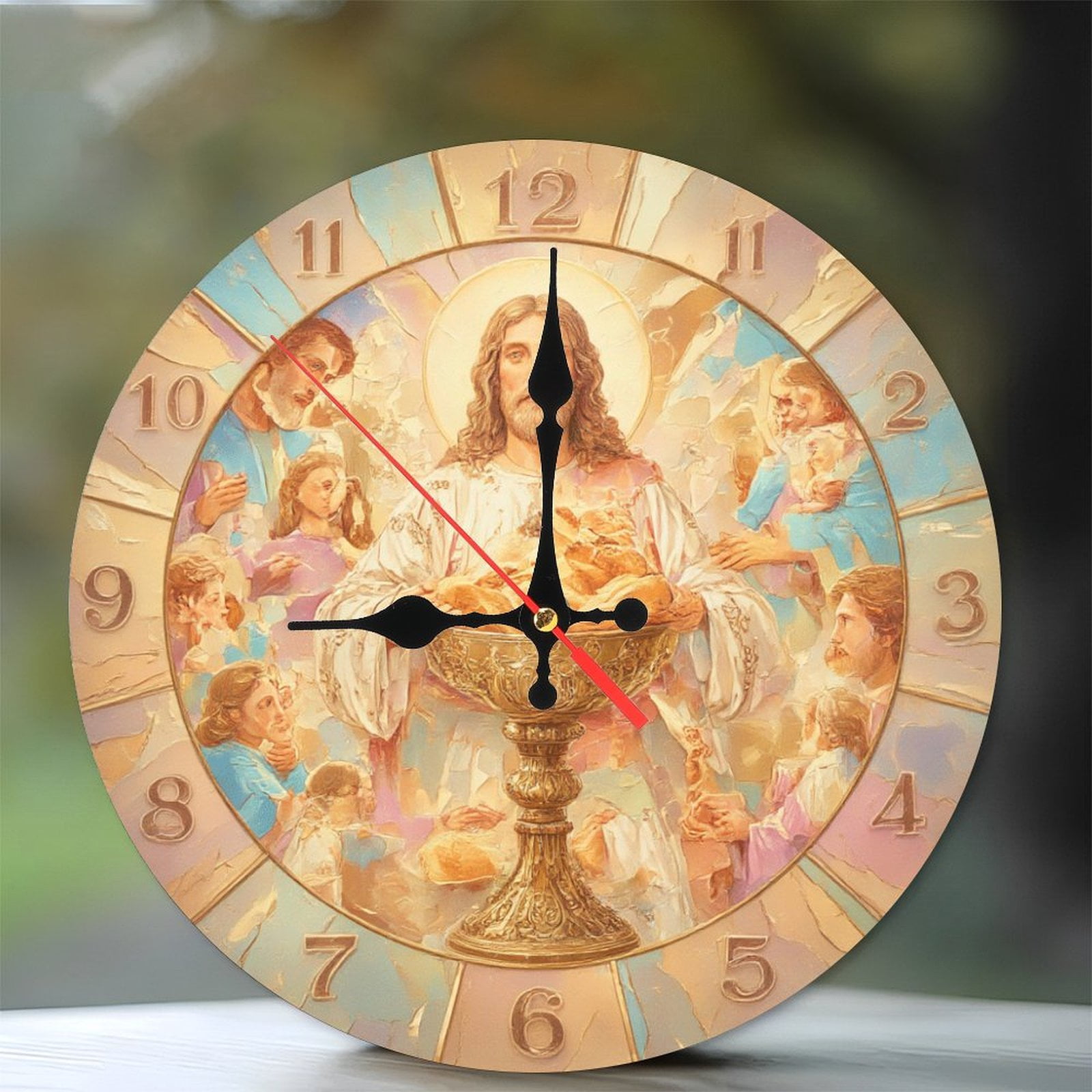Jesus Christ Wall Clock Religious Gift Home Decor 10-Inch Silent Wooden ...