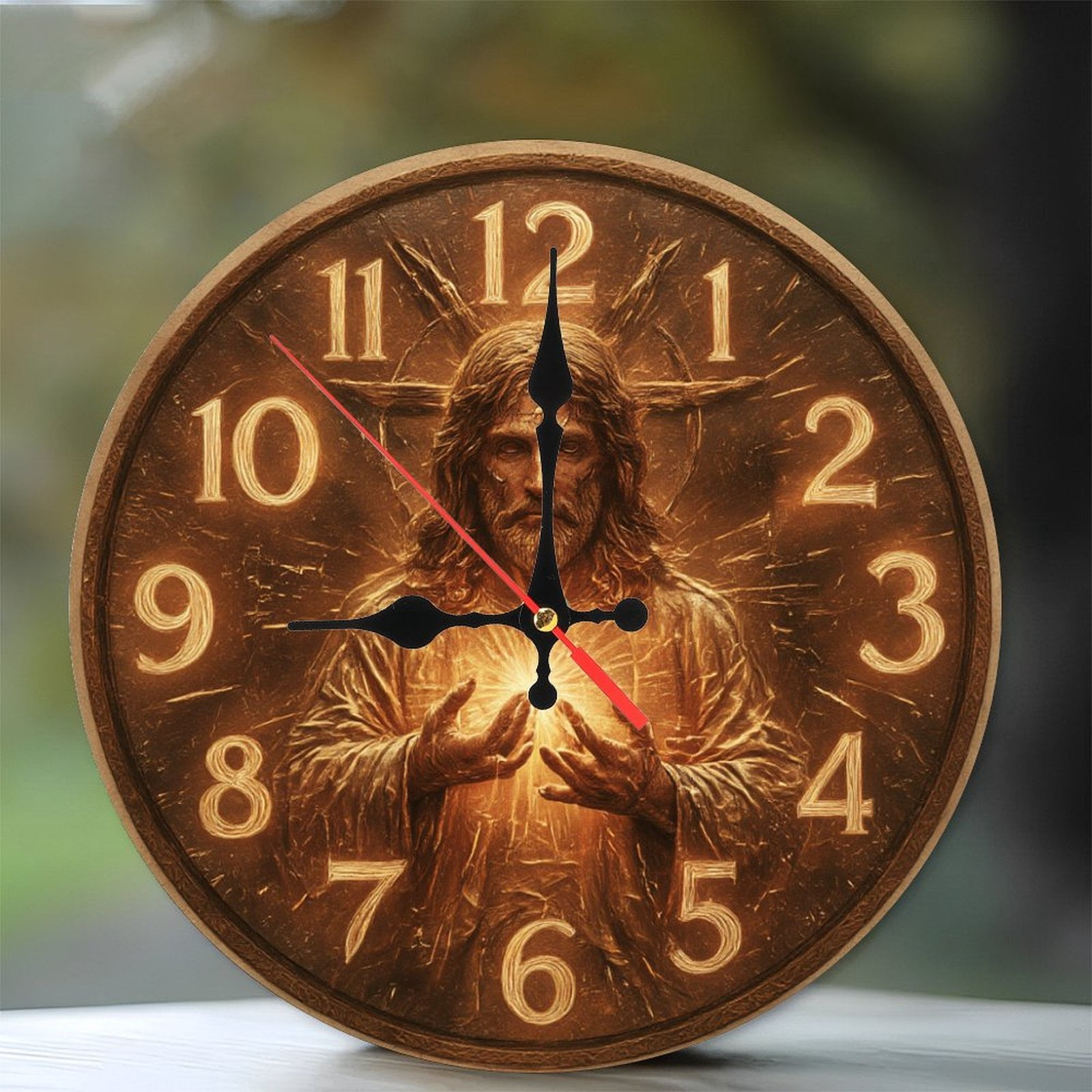 Jesus Christ Wall Clock Religious Home Decor Antique Gold 10-Inch ...