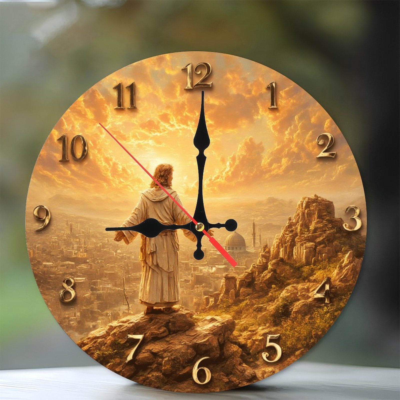 Jesus Christ Wall Clock Religious Sunrise Cityscape Home Decor 10-Inch ...