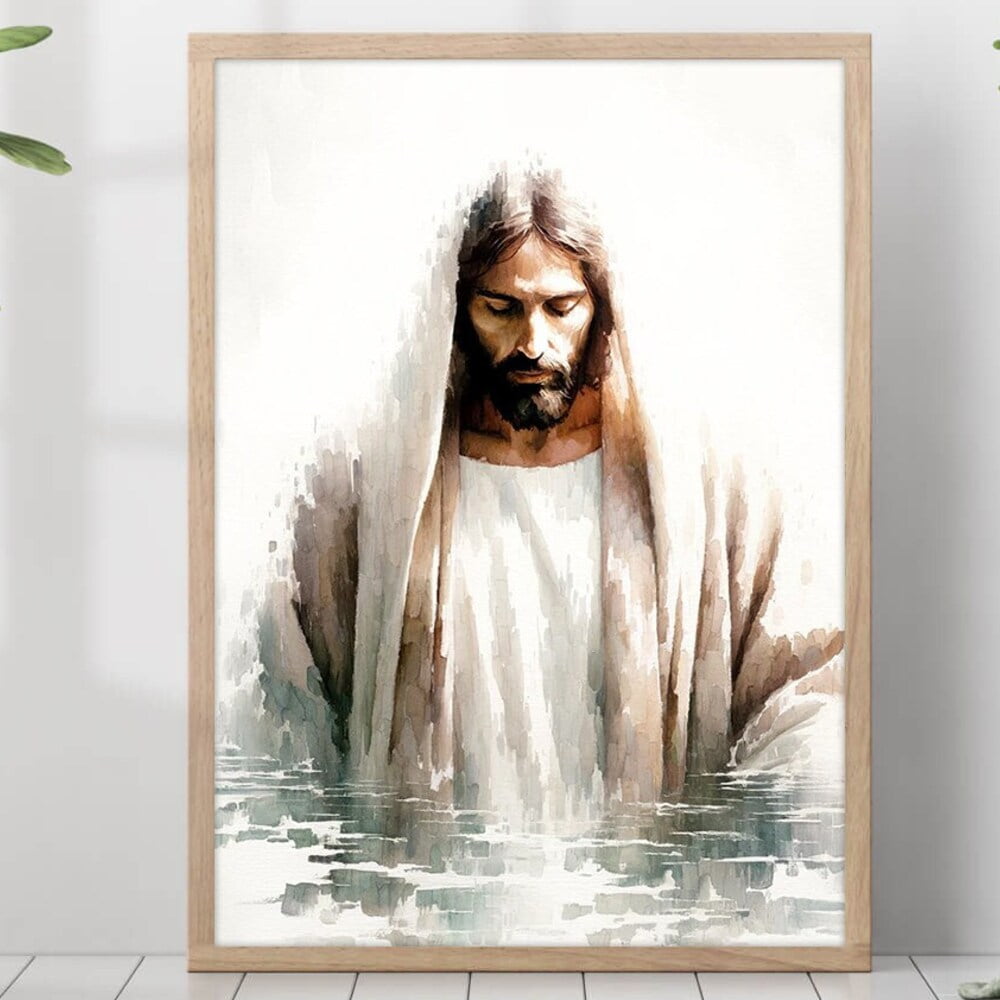Jesus Christ In Water Portrait Holy Painting Poster God Peace Print ...