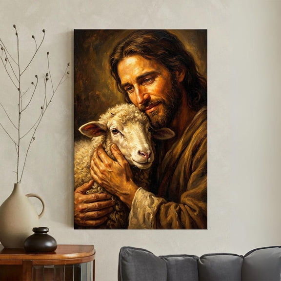 Jesus Christ With Lamb Print The Good Shepherd Wall Art Christian Home Decor Religious Spiritual Artwork Bible Unframed Paper Print