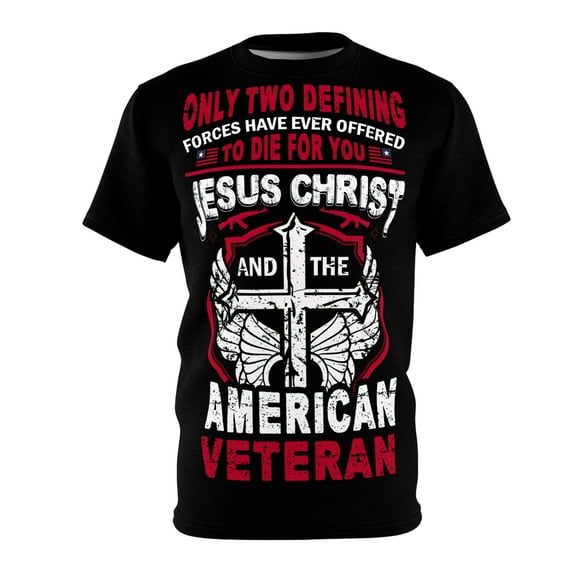 Jesus Christ and the American Veteran Unisex AOP Cut & Sew Tee S-5XL