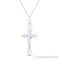 thumbnail image 1 of Jesus Christ on Fleur-De-Lis Crucifix Cross Christian Catholic Pendant & Chain Necklace in .925 Sterling Silver, 1 of 1