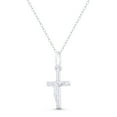 thumbnail image 1 of Jesus Christ on Ribbed-Texture Latin Crucifix Christian Catholic Cross 26x12mm (1x0.5in) Pendant & Chain Necklace in .925 Sterling Silver, 1 of 1