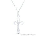 thumbnail image 1 of Jesus Christ on Stylized Christian Catholic Latin Crucifix Cross Pendant & Chain Necklace in .925 Sterling Silver, 1 of 1