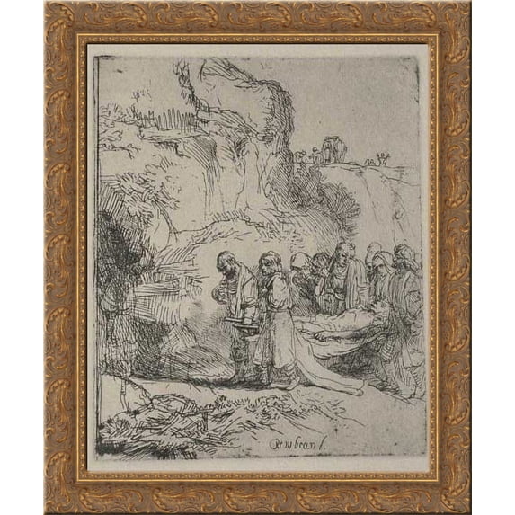 Jesus Christ s Body Carried to the Tomb 20x20 Gold Ornate Wood Framed Canvas Art by Rembrandt
