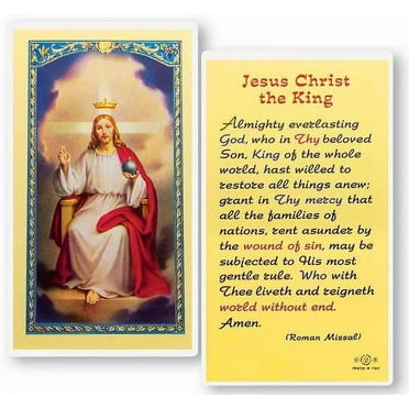 Jesus Christ the King Laminated Catholic Prayer Holy Card with Prayer on Back, Pack of 25