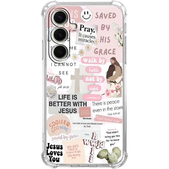 Jesus Christian Case for Samsung Galaxy S26 Plus,Aesthetic Bible Verse Quotes Collage,Trendy Cool Soft TPU Bumper Cover for Samsung Galaxy S26 Plus