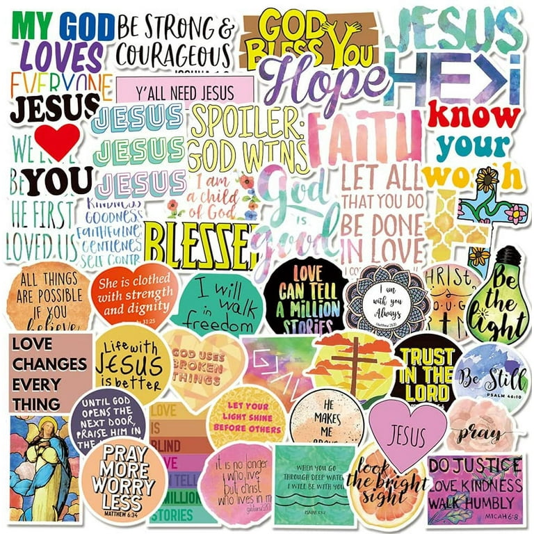 100PCS Bible Stickers Jesus Stickers,Christian Jesus Scripture  Stickers,Bible Verse Stickers,Bible Journaling Supplies,Christian Stickers  for Water Bottles,Christian Stickers for Adults Decals(Bible Stickers)