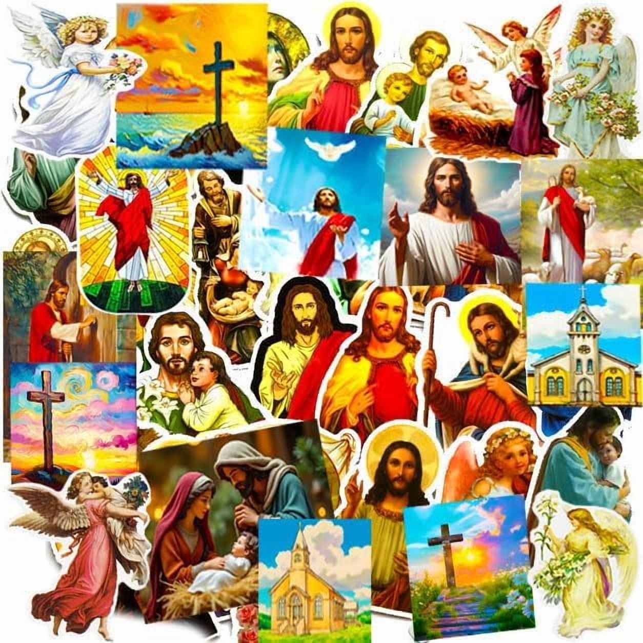 Jesus Christian Stickers, Religious Bible Faith Cross Sticker Pack ...