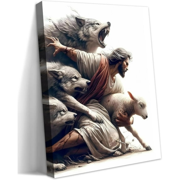 Jesus Christian Wall Art, Jesus Hugging Girl Canvas Paintings Prints Posters Wall Decor, Jesus Wall Art Christ Religious Decor for Church Office Living Room Inspiration Ready to Hang 12x16 in
