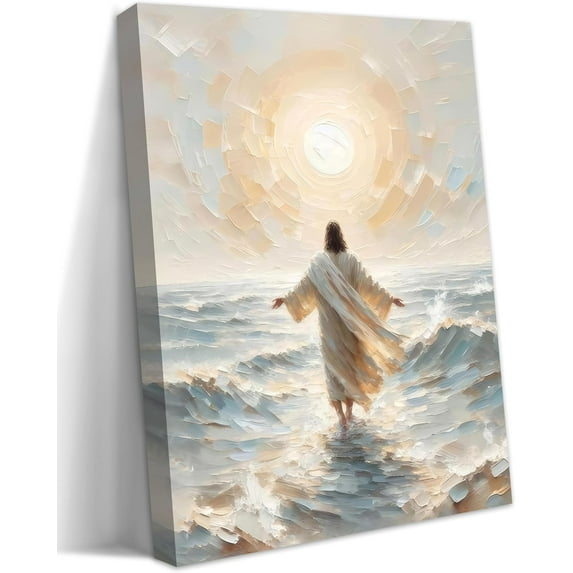 Jesus Christian Wall Art, Jesus Hugging Girl Canvas Paintings Prints Posters Wall Decor, Jesus Wall Art Christ Religious Decor for Church Office Living Room Inspiration Ready to Hang 12x16 in