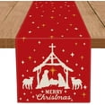 thumbnail image 1 of Jesus Christmas Decorations Table Runner Buffalo Plaid Holy Night Nativity Christ Seasonal Winter Merry Christmas Xmas Kitchen Dining Table Home Decor 13x36 Inch, 1 of 5