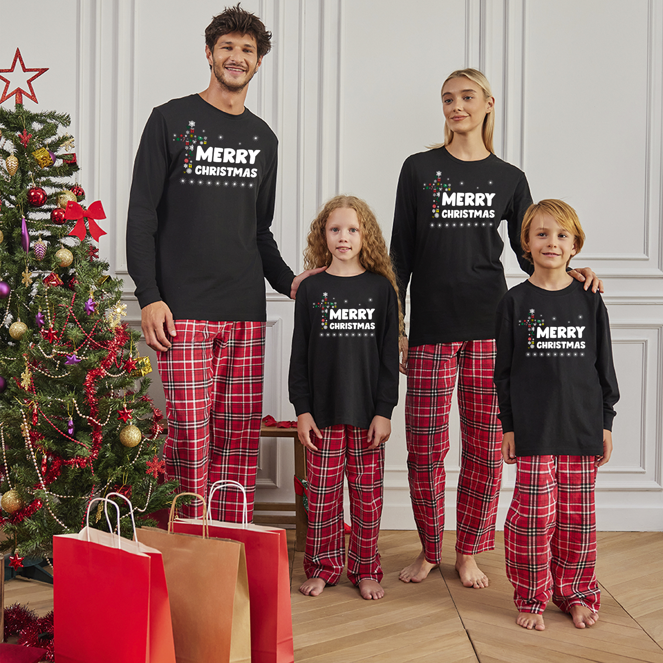Herrnalise Christmas Pajamas for Family Short Sleeve and Shorts ...