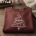 thumbnail image 1 of Jesus Christmas Tree Embroidered Sweatshirt, Christian Christmas Crewneck, Bible Verse Holiday Gift, Cozy Religious Apparel, Gift For Her, 1 of 4