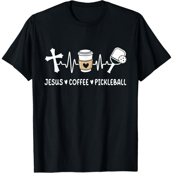 Jesus Coffee Pickleball Lover Christian Pickleball Player T-ShirtMen and women, Black T-shirt, size: Extra large