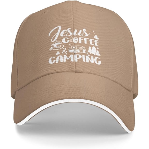 Jesus Coffee and Camping Trucker Hat Baseball Cap Funny Outdoor Travel Dad Caps