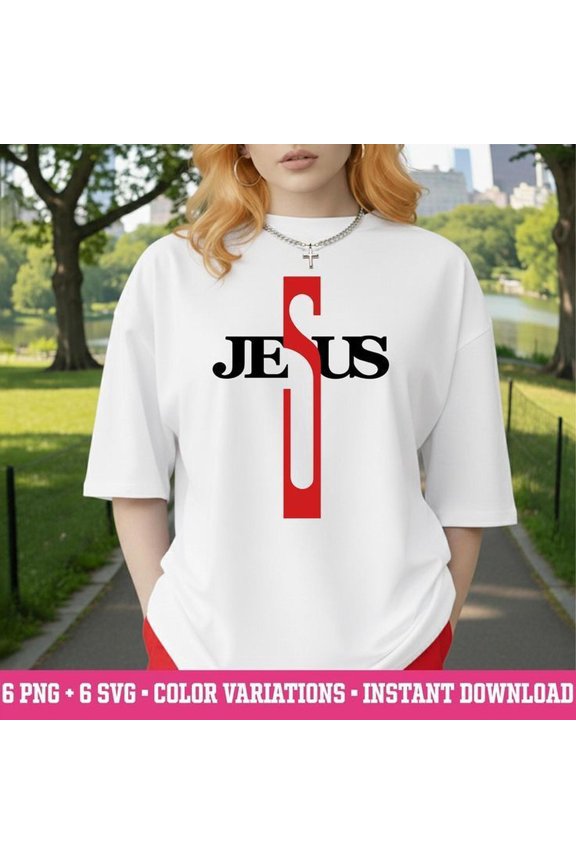Jesus CrO1SS S1Hirt Design Bundle CH1Ristian Graphic, ( )