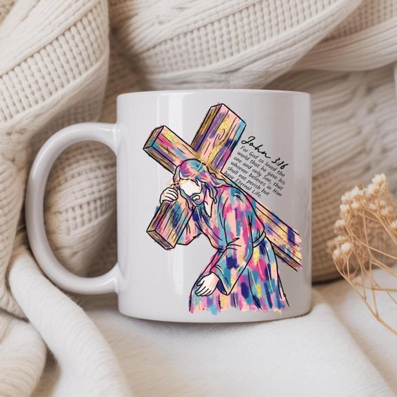 Jesus CrO1SS Sacrifice Mug, John 316 L1ent-Easter Faith-Based Spring Design