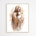 Jesus Cradling A Lamb Wall Art Print, Good Shepherd Biblical Portrait ...