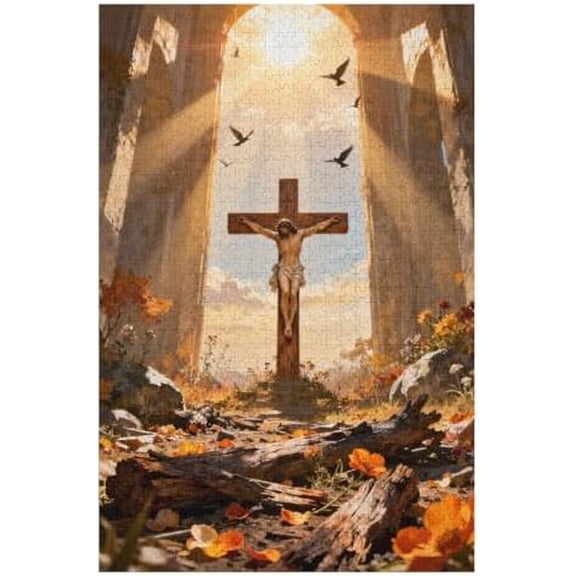 Jesus Cross 1000 Piece Puzzle for Adults, Spiritual Jigsaw for Teens and Adults, Family Game Night, Home Wall Decor, 30x20 in