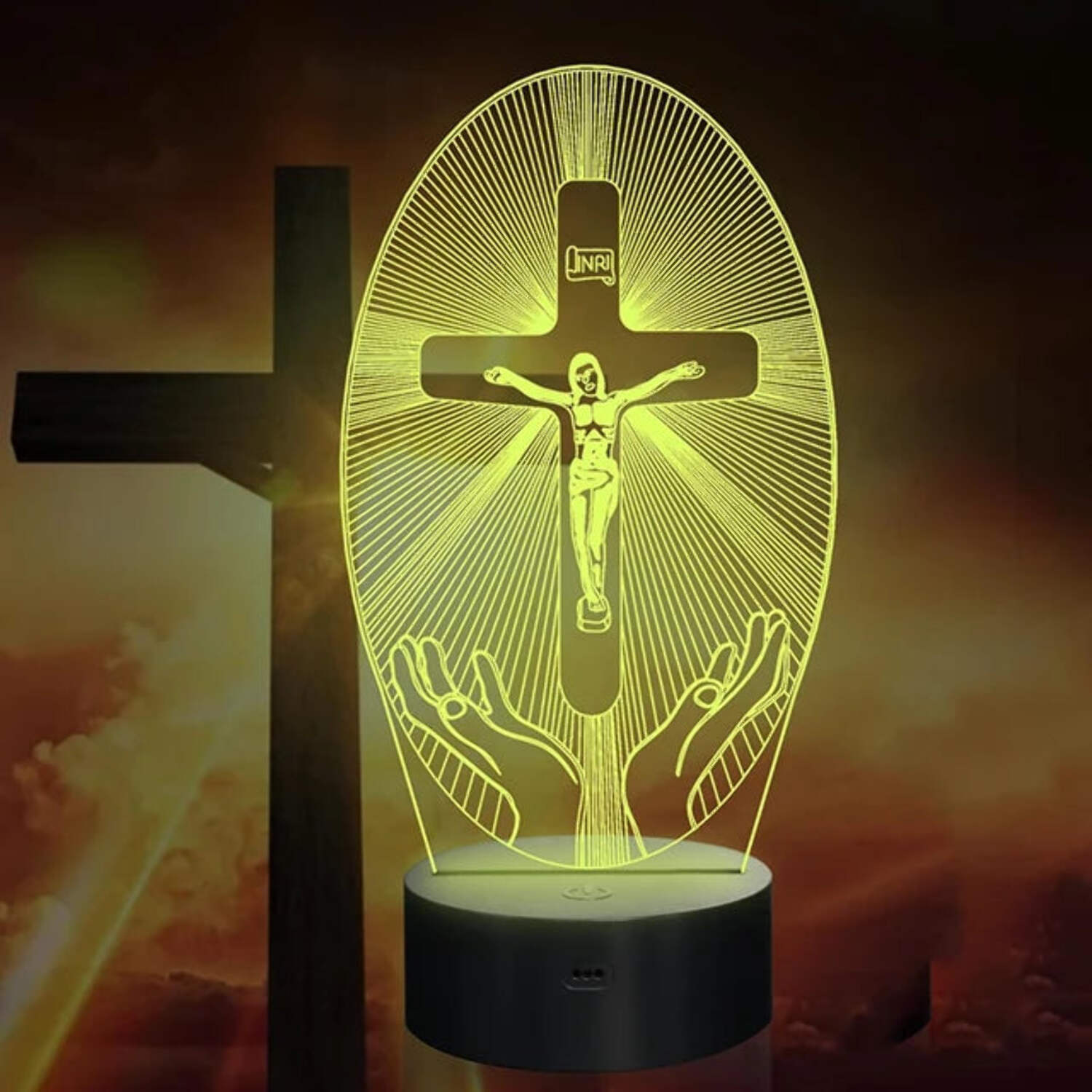 Jesus Cross 3D LED Night Light for Friends Xmas Easter Room Decor Gifts ...