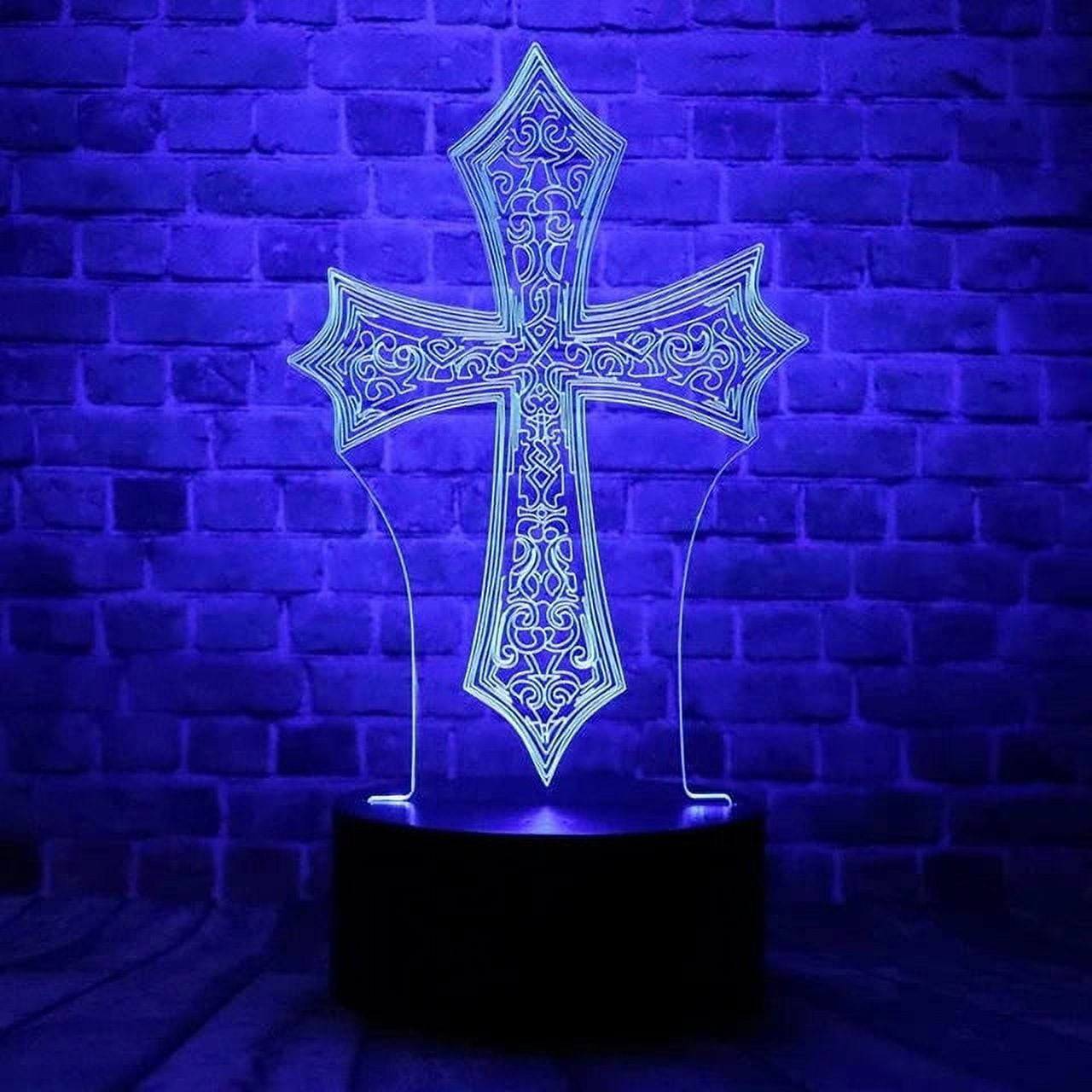 Jesus Cross 3D LED Night Light for Friends Xmas Easter Room Decor Gifts ...