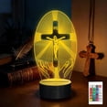 thumbnail image 1 of Jesus Cross 3D Night Light, Christian Illusion Optical Hologram Lamp with 16 Color Changing Remote Control, LED Desk Catholic Decor Birthday Religious Mothers Day Gift for Women Mom, 1 of 9