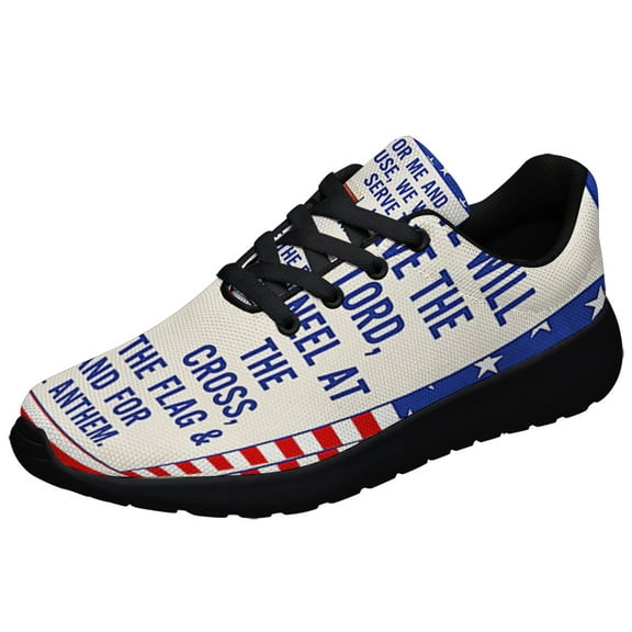 Jesus Cross American flag As For Me and My House Shoes Sneakers Black Size 9