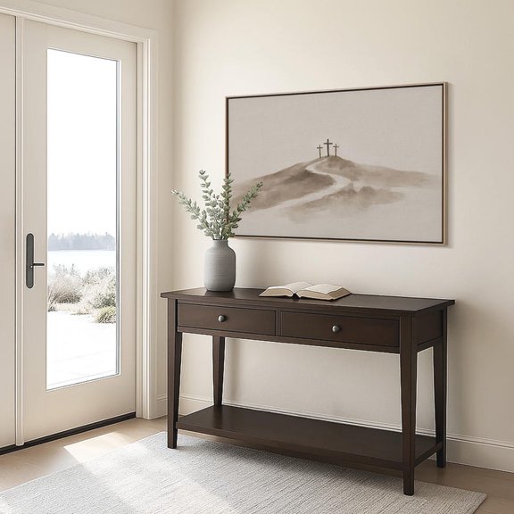 Jesus Cross Art Beige Minimalist Christian Wall Decor Faith Print, Unframed Paper Poster 8x10in