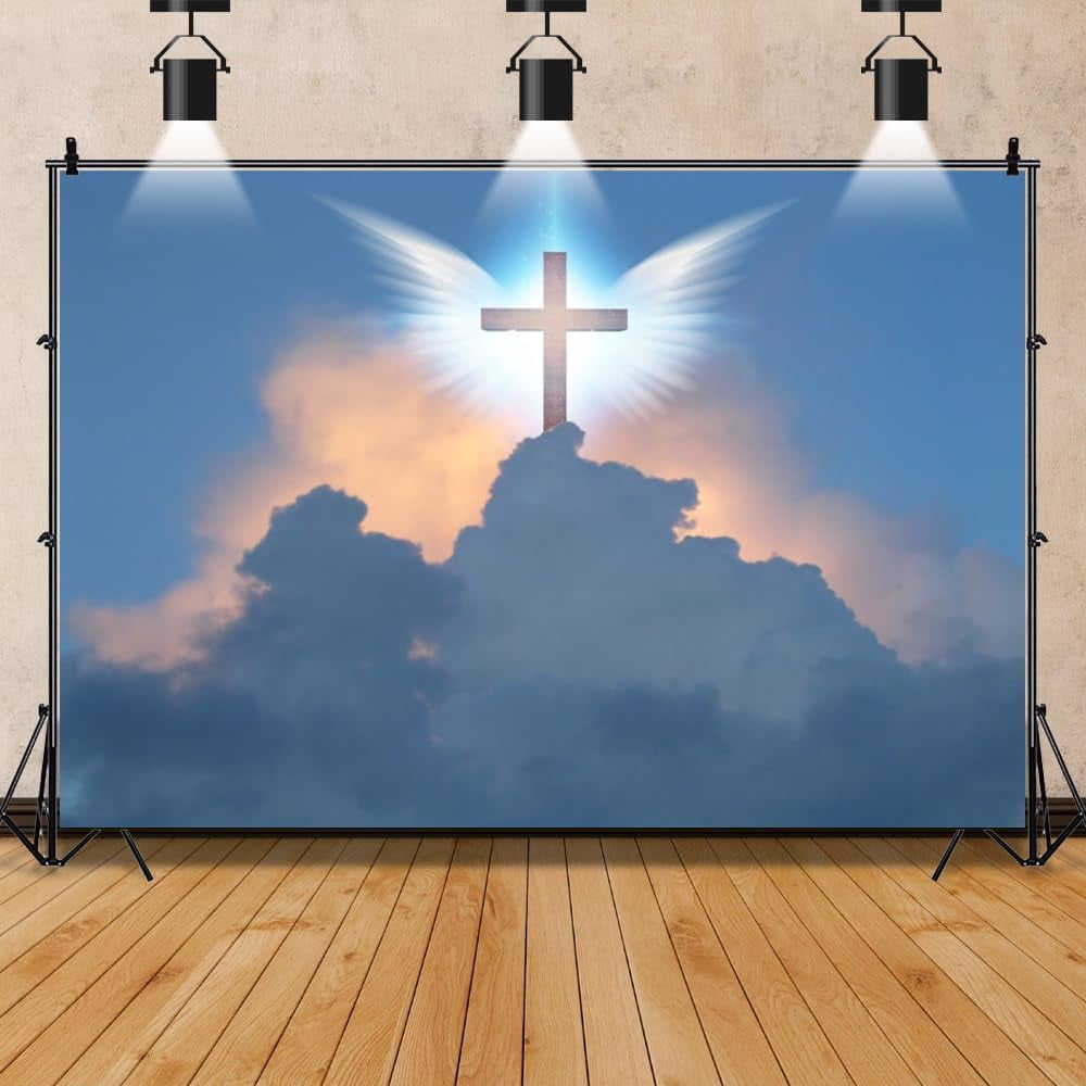 CSFOTO 5x5ft Heaven Backdrop - Polyester Photography Background For Memorial, Church, Themed Shoots