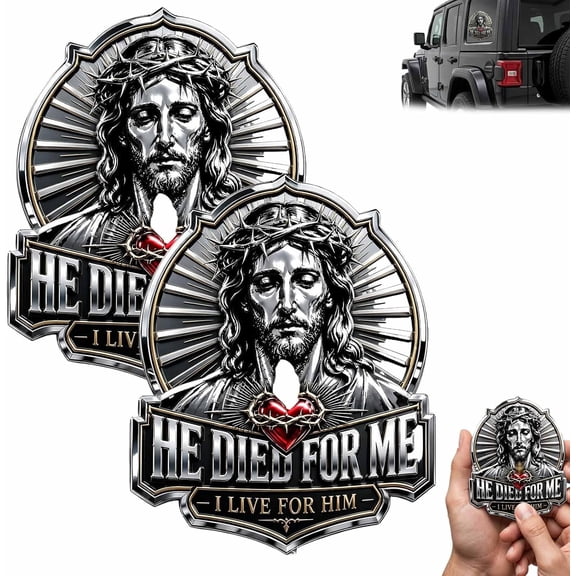 Jesus Cross Car Emblem 3D Self Adhesive Decal for Car2pcs