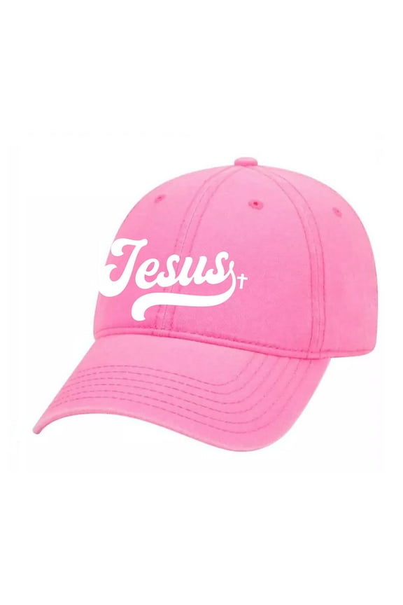 Jesus Cross Christian Jesus Unisex Twill Dad Hat Adjustable Baseball Cap, Neon Pink