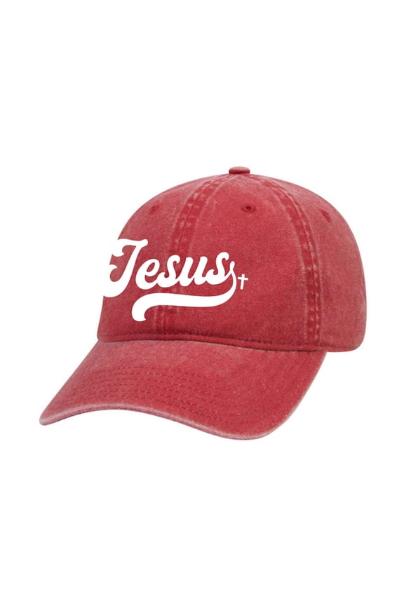 Jesus Cross Christian Jesus Unisex Twill Dad Hat Adjustable Baseball Cap, Washed Red
