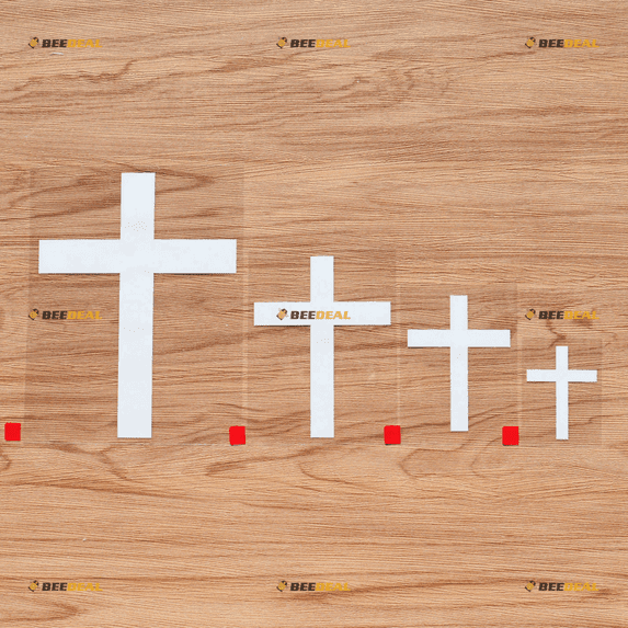 Jesus Cross Christian Symbol God Christ Vinyl Decal Sticker - 4 Pack White, 2 Inches, 3 Inches, 4 Inches, 6 Inches - Style E No Background for Car Boat Laptop Cup Phone
