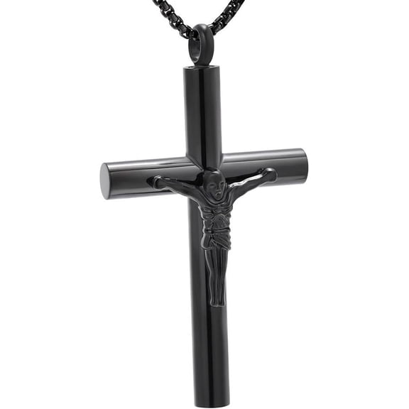 Jesus Cross Cremation Keepsake Urn Pendant Necklace for Ashes Funeral Casket Jewelry