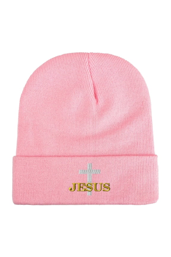 Soft and Comfortable Classic Black Jesus Cross Beanie One Size Cute Winter Hat for Women & Men Outdoor Activities