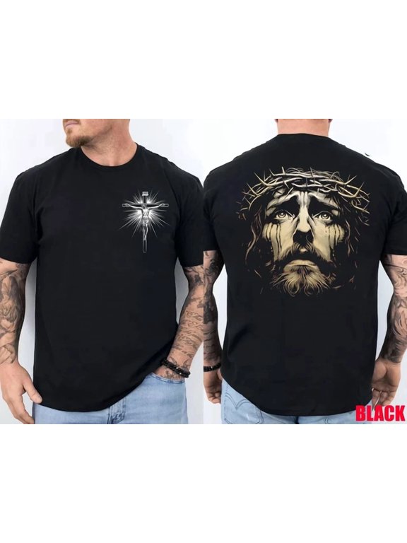 Jesus Cross Face Faith Over Fear Religious Christian Gift Everyday Style For Celebrations T-Shirt, Size S-5XL