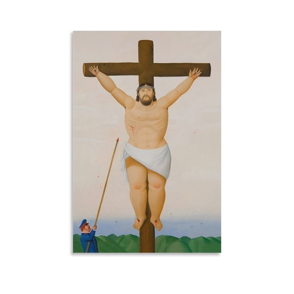 Jesus on Cross By Fernando Botero Paintings Wall Art Poster Canvas Poster Wall Art Picture Prints Hanging Photo Gift Decor Home Posters Artworks 08x12inch(20x30cm)
