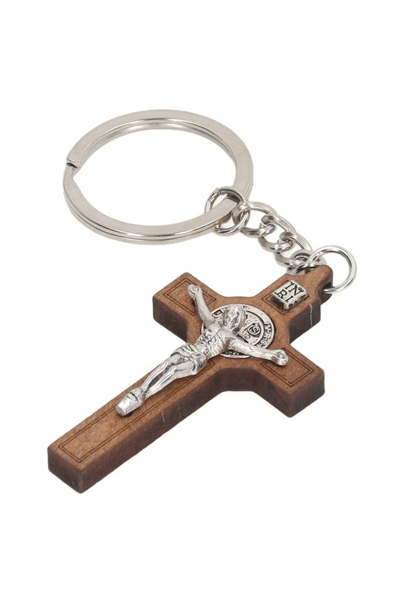 Jesus Cross Key Chain, Engraved Bible Verses Exquisite Crucifix Keyring Holy Cross Beautiful Christian Keychain for Religious Ceremonies